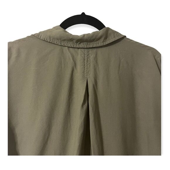 Max studio dress XS extra small green olive army EUC button up short sleeve EUC - Picture 7 of 7
